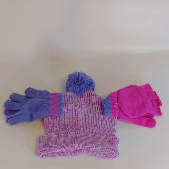 Hasbro Pink and Blue Kids Hat and Gloves Set - Picture 3 of 5